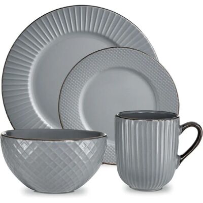 Tower T867002GRY Empire 16 Piece Dinnerware Set - Stoneware - Grey Tower T867002GRY Empire 16 Piece Dinnerware Set - Stoneware - Grey