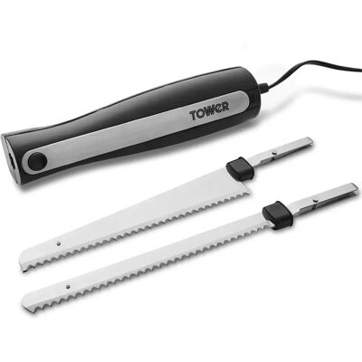 Tower Electric Knife - Black - Food Slicer with Fork for Kitchen Tower Electric Knife - Black - Food Slicer with Fork for Kitchen