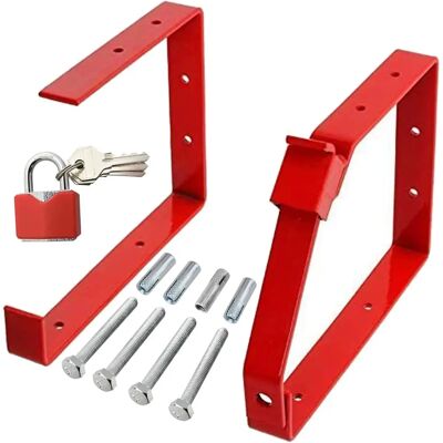 SPARES2GO - Universal Lockable Wall Ladder Brackets - Red SPARES2GO - Universal Lockable Wall Ladder Brackets - Red