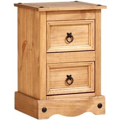 Home Source Corona Pine - 2 Drawer - Waxed - Bedside Cabinet Home Source Corona Pine - 2 Drawer - Waxed - Bedside Cabinet