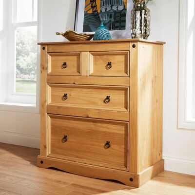 Home Source Corona 2+2 Drawer Rustic Bedroom Storage Chest - Chest of Drawers Home Source Corona 2+2 Drawer Rustic Bedroom Storage Chest - Chest of Drawers