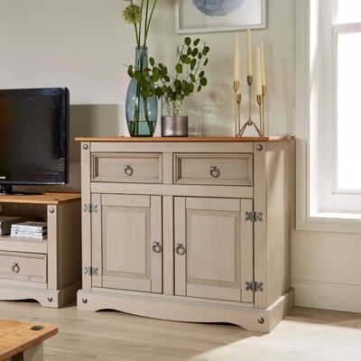 Home Source - Corona Grey Cupboard - Solid Pine Home Source - Corona Grey Cupboard - Solid Pine