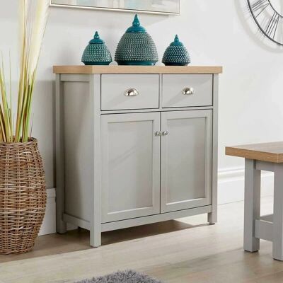 Home Source Grey Oak Sideboard - 2 Doors 2 Drawers Storage Cupboard Home Source Grey Oak Sideboard - 2 Doors 2 Drawers Storage Cupboard