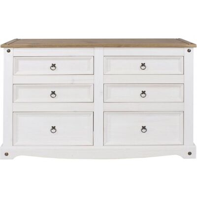 Home Source - Corona 6-Drawer - White - Chest of Drawers Home Source - Corona 6-Drawer - White - Chest of Drawers