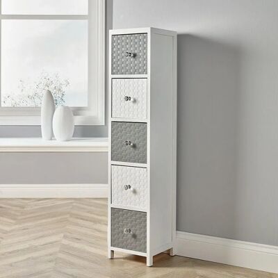 Home Source White Wooden Storage Unit 5 Drawer Tall Chest - Storage Unit Home Source White Wooden Storage Unit 5 Drawer Tall Chest - Storage Unit