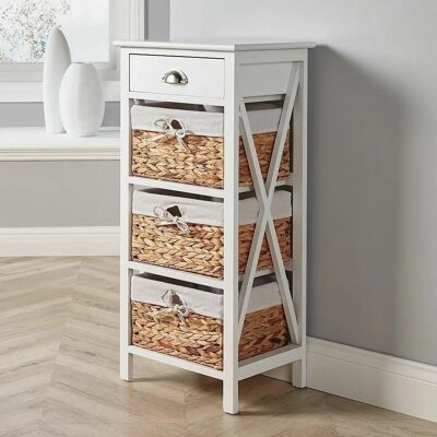 Home Source Dartmouth 3 Woven Basket 1 Drawer Storage Chest - Storage Home Source Dartmouth 3 Woven Basket 1 Drawer Storage Chest - Storage