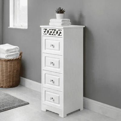 Home Source White Wooden 4 Drawer Chest - Storage Chest Home Source White Wooden 4 Drawer Chest - Storage Chest