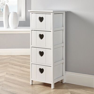 Home Source White Wooden 4 Drawer Chest - Storage Unit Home Source White Wooden 4 Drawer Chest - Storage Unit