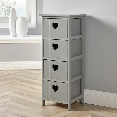 Home Source Grey Wooden 4 Drawer Chest - Bedroom Storage Home Source Grey Wooden 4 Drawer Chest - Bedroom Storage