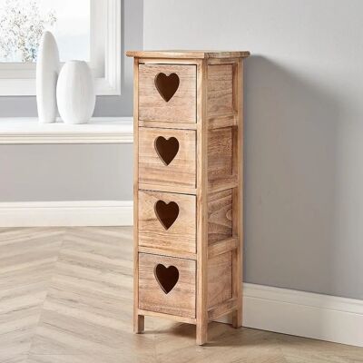Home Source - Natural Wooden 4 Drawer Chest - Natural Wood Home Source - Natural Wooden 4 Drawer Chest - Natural Wood