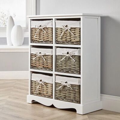 Home Source - 6-Drawer Chest - White - Wooden - Chest of Drawers Home Source - 6-Drawer Chest - White - Wooden - Chest of Drawers