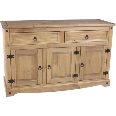 Home Source Corona - Pine - Waxed - 2 drawers 3 doors - Sideboard Home Source Corona - Pine - Waxed - 2 drawers 3 doors - Sideboard