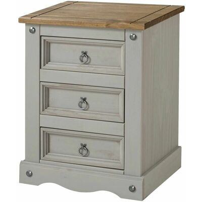 Home Source - Corona Grey - 3 Drawer - Bedside Table Home Source - Corona Grey - 3 Drawer - Bedside Table