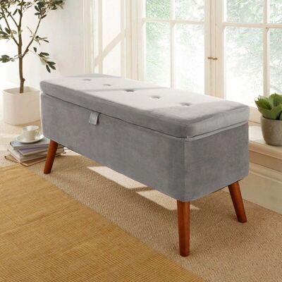 Carson Grey Fabric Velvet Storage Ottoman - Storage ottoman chest Carson Grey Fabric Velvet Storage Ottoman - Storage ottoman chest