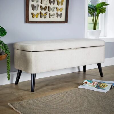Carson Grey Fabric Velvet Storage Ottoman - Storage ottoman chest Carson Grey Fabric Velvet Storage Ottoman - Storage ottoman chest