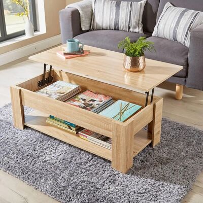 Home Source - Lift Up Top - Oak - Storage - Coffee Table Home Source - Lift Up Top - Oak - Storage - Coffee Table