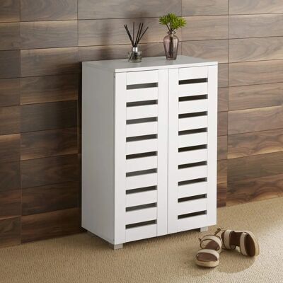 Home Source White 2 Door Shoe Cabinet - Shoe Storage Home Source White 2 Door Shoe Cabinet - Shoe Storage