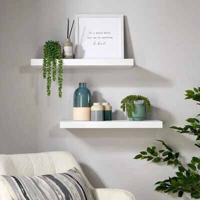 Home Source Pair of 60cm Floating Wall Shelves - Storage Shelves Home Source Pair of 60cm Floating Wall Shelves - Storage Shelves