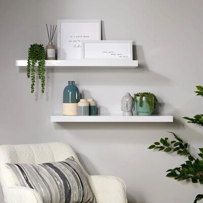 Home Source - Pair - White - 80cm - Floating wall shelf Home Source - Pair - White - 80cm - Floating wall shelf