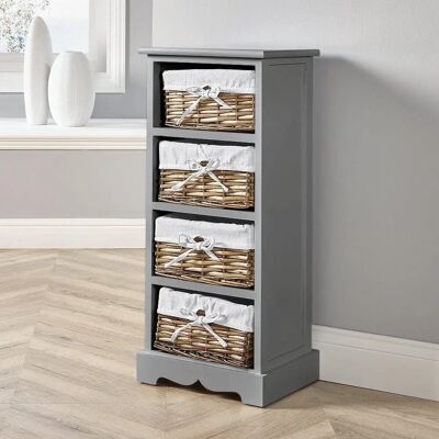 Home Source Grey Wooden Storage Unit - 4 Drawer Hallway Organizer Home Source Grey Wooden Storage Unit - 4 Drawer Hallway Organizer