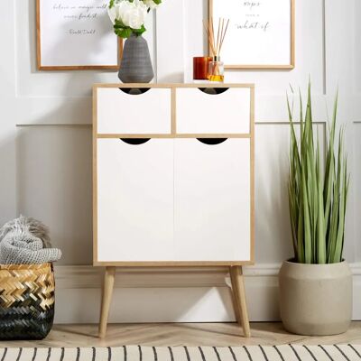 Home Source - Oak White Sideboard - Color White - 2 Doors - 2 Drawers - sideboard Home Source - Oak White Sideboard - Color White - 2 Doors - 2 Drawers - sideboard