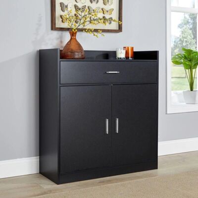 Home Source Black Modern 2 Door Shoe Storage Cabinet Home Source Black Modern 2 Door Shoe Storage Cabinet