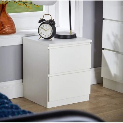 Home Source White Modern 2 Drawer Bedside Cabinet - Bedside Cabinet Home Source White Modern 2 Drawer Bedside Cabinet - Bedside Cabinet