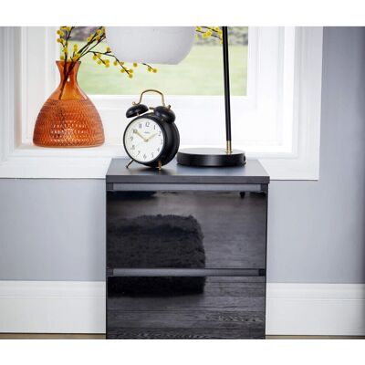 Home Source Black Modern 2 Drawer Bedside Cabinet Nightstand Home Source Black Modern 2 Drawer Bedside Cabinet Nightstand