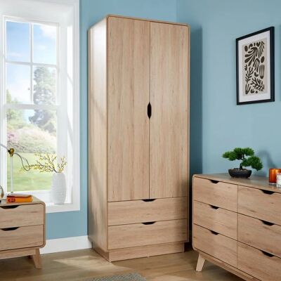 Nordica - 2 Door Wardrobe - 2 Storage Drawers - Wardrobe Nordica - 2 Door Wardrobe - 2 Storage Drawers - Wardrobe