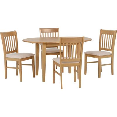 Seconique Oxford 4 Seater Extending Oak Dining Set - Natural Oak & Mink Microsue Seconique Oxford 4 Seater Extending Oak Dining Set - Natural Oak & Mink Microsue