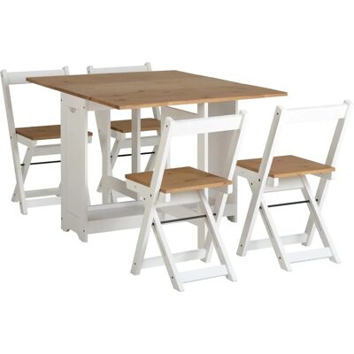 Seconique Santos Butterfly White/Distressed Pine Dining Set - Dining Set Seconique Santos Butterfly White/Distressed Pine Dining Set - Dining Set