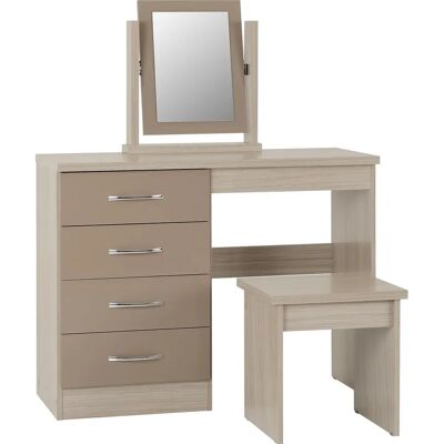 Seconique Nevada Oyster Gloss / Light Oak Dressing Table Set Seconique Nevada Oyster Gloss / Light Oak Dressing Table Set