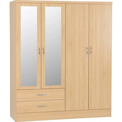 Seconique Nevada Sonoma Oak 4 Door 2 Drawer Wardrobe - Modern Storage Seconique Nevada Sonoma Oak 4 Door 2 Drawer Wardrobe - Modern Storage