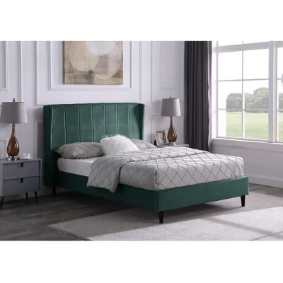 Seconique Amelia 4'6" Bed in Green Velvet Fabric - Double Seconique Amelia 4'6" Bed in Green Velvet Fabric - Double
