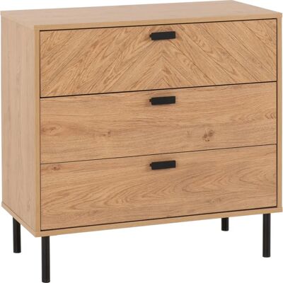 Seconique Leon 3 Drawer Chest - Medium Oak Effect Seconique Leon 3 Drawer Chest - Medium Oak Effect