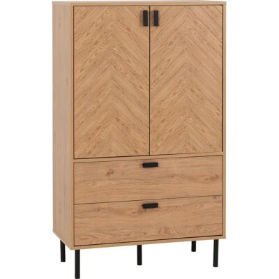 Seconique Leon 2 Door 2 Drawer Cabinet - Medium Oak Effect - Cabinet Seconique Leon 2 Door 2 Drawer Cabinet - Medium Oak Effect - Cabinet