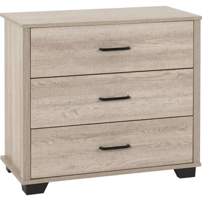 Seconique Oliver Light Oak 3 Drawer Chest - Chest of Drawers Seconique Oliver Light Oak 3 Drawer Chest - Chest of Drawers