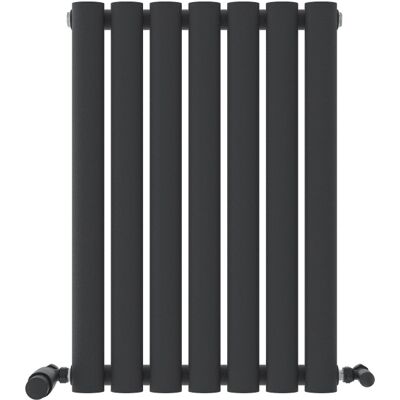 Ibathuk Radiator Designer Horizontal Single Panel Oval - Grey - 600x1200mm - Radiator Ibathuk Radiator Designer Horizontal Single Panel Oval - Grey - 600x1200mm - Radiator