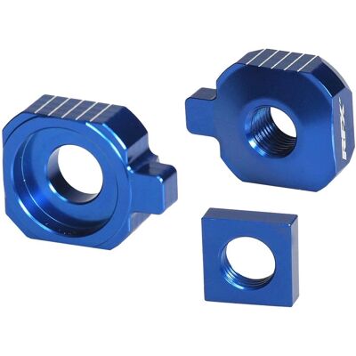 Husqvarna TC85 RFX Pro 2 Axle Adjuster Blocks - Blue & Red - Motorcycle Parts Husqvarna TC85 RFX Pro 2 Axle Adjuster Blocks - Blue & Red - Motorcycle Parts