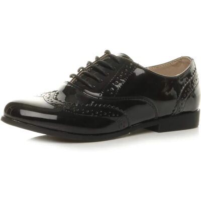 Ajvani Black Patent Low Heel Vintage Oxford Shoes - Shoes Ajvani Black Patent Low Heel Vintage Oxford Shoes - Shoes