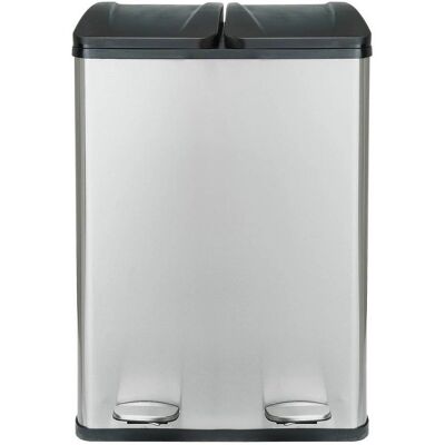 Home - 60 Litre 2 Compartment - Silver - Recycling Bin Home - 60 Litre 2 Compartment - Silver - Recycling Bin