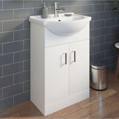 Essence - 550mm Floorstanding Vanity Unit - Gloss White - Bathroom Vanity Essence - 550mm Floorstanding Vanity Unit - Gloss White - Bathroom Vanity