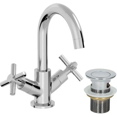 Architeckt - Mono Basin Sink Mixer - Cross Head - Curved Spout - Faucet Architeckt - Mono Basin Sink Mixer - Cross Head - Curved Spout - Faucet