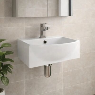 Unbranded - Basin - White Gloss - Wall Hung - Wash Basin Unbranded - Basin - White Gloss - Wall Hung - Wash Basin