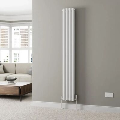 Radilux Vertical Oval Tube Double Panel Designer Radiator - 1800 X 240mm White Radilux Vertical Oval Tube Double Panel Designer Radiator - 1800 X 240mm White