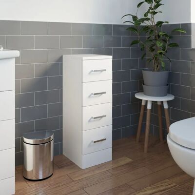 Unbranded - Bathroom 4-Drawer - White Gloss - Cabinet Unbranded - Bathroom 4-Drawer - White Gloss - Cabinet