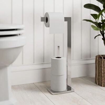 Architeckt Chrome Floor Standing Toilet Roll Holder - Bathroom Accessory Architeckt Chrome Floor Standing Toilet Roll Holder - Bathroom Accessory