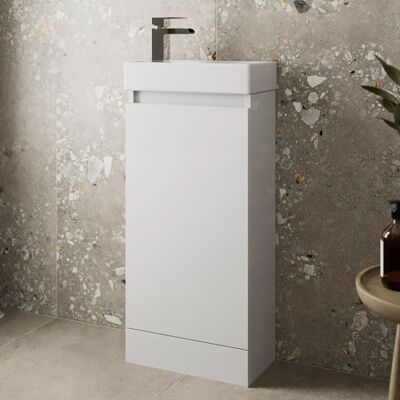 Artis Centro White Gloss 400mm Slim Vanity Unit - Bathroom Furniture Artis Centro White Gloss 400mm Slim Vanity Unit - Bathroom Furniture