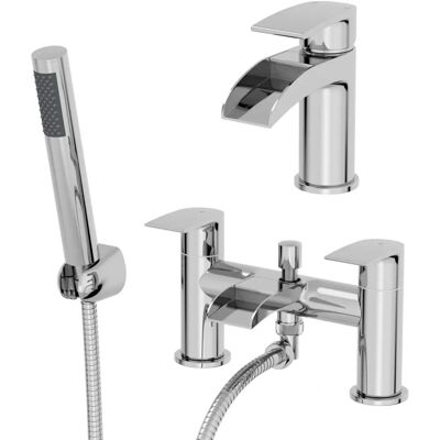 Architeckt Chrome Waterfall Basin Sink Mixer Tap Set - Bathroom Architeckt Chrome Waterfall Basin Sink Mixer Tap Set - Bathroom