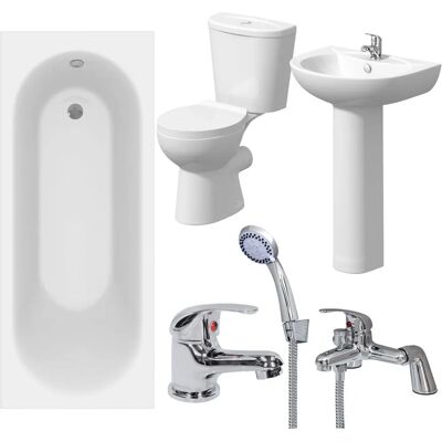 Essentials - Single Ended Bath - 1600mm - Bathroom Suite Essentials - Single Ended Bath - 1600mm - Bathroom Suite